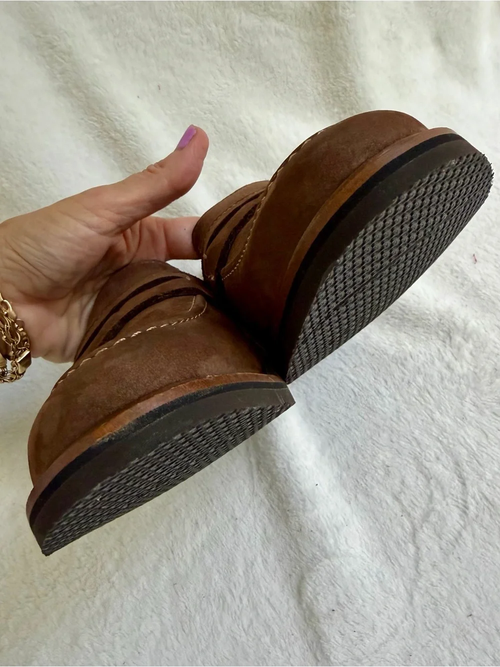 Johnston & Murphy Nubuck Brown Leather Penny Loafers Size 8 NEW